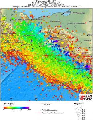 regional depth historical seismicity