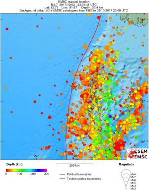 regional depth historical seismicity