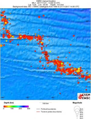 regional depth historical seismicity