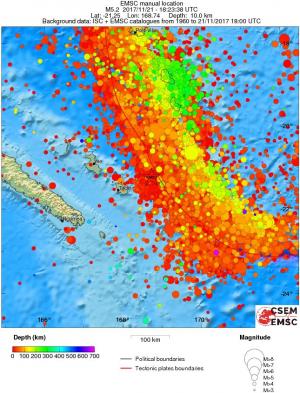 regional depth historical seismicity