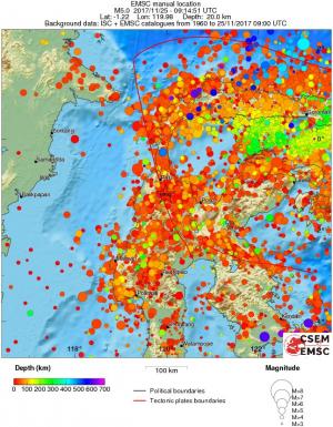 regional depth historical seismicity