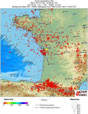 regional depth historical seismicity