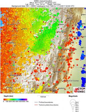 regional depth historical seismicity