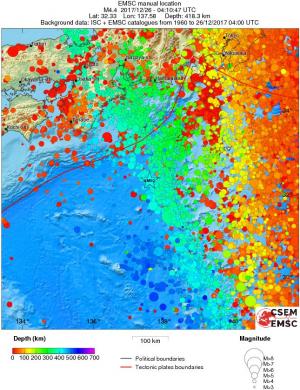 regional depth historical seismicity