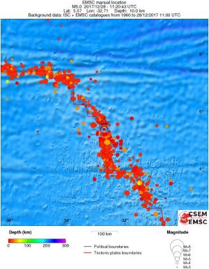 regional depth historical seismicity