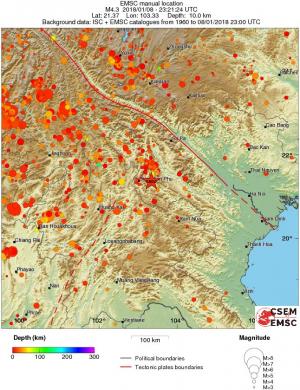 regional depth historical seismicity