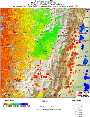 regional depth historical seismicity