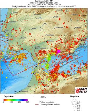 regional depth historical seismicity