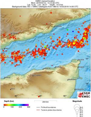 regional depth historical seismicity