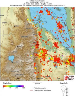 regional depth historical seismicity