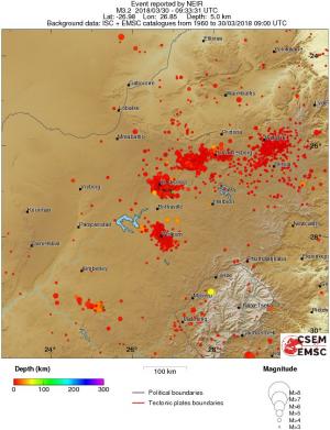regional depth historical seismicity