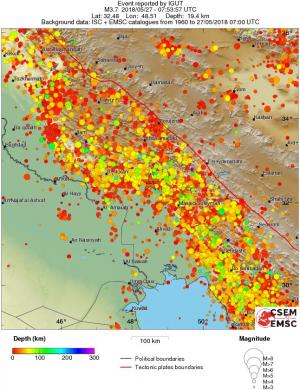 regional depth historical seismicity