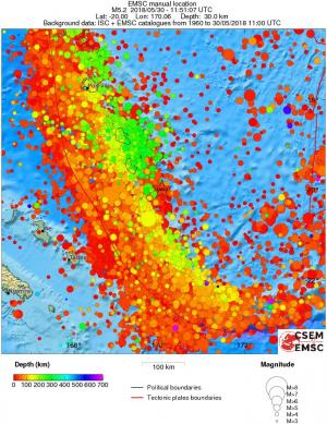 regional depth historical seismicity