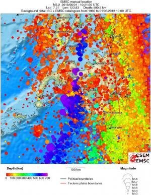 regional depth historical seismicity