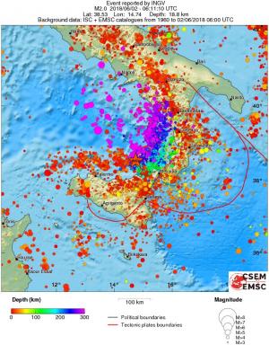 regional depth historical seismicity