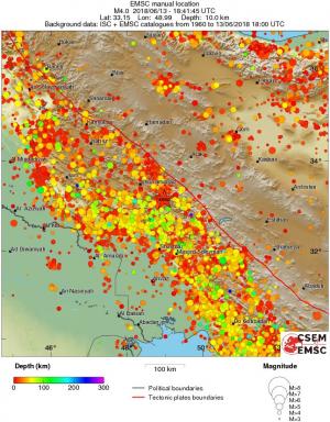 regional depth historical seismicity