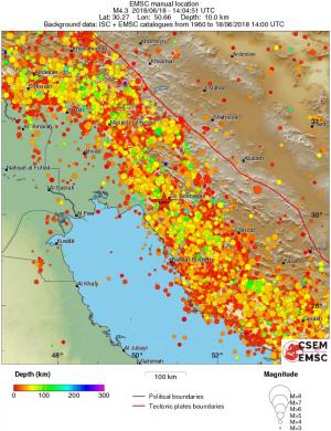 regional depth historical seismicity