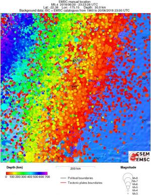 regional depth historical seismicity