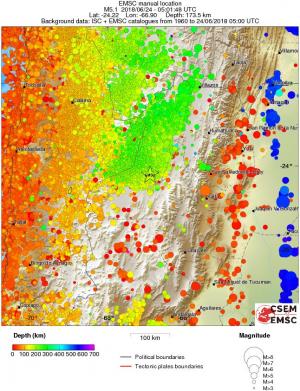 regional depth historical seismicity