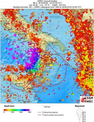 regional depth historical seismicity