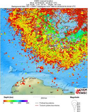regional depth historical seismicity