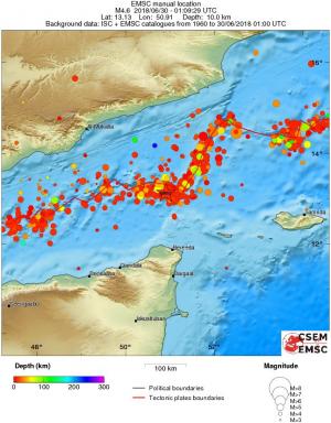 regional depth historical seismicity