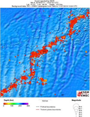 regional depth historical seismicity