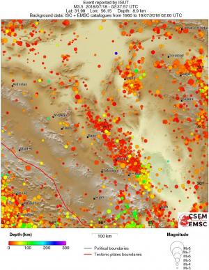regional depth historical seismicity