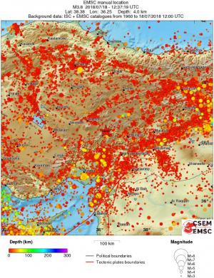 regional depth historical seismicity