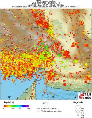 regional depth historical seismicity