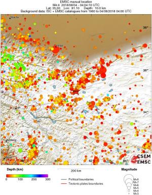regional depth historical seismicity
