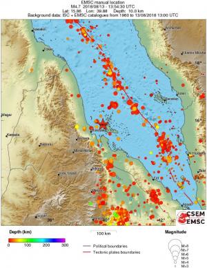 regional depth historical seismicity
