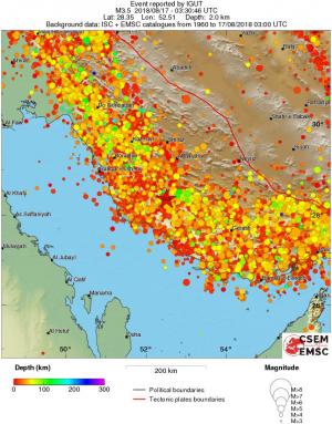 regional depth historical seismicity