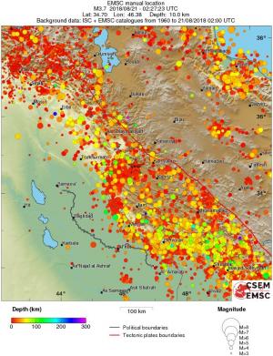 regional depth historical seismicity