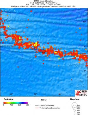 regional depth historical seismicity