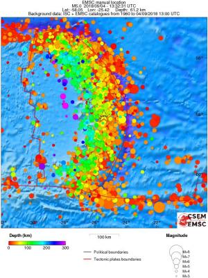regional depth historical seismicity