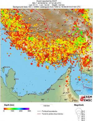 regional depth historical seismicity