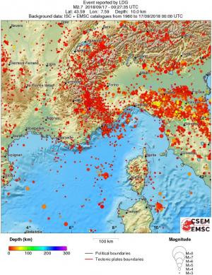 regional depth historical seismicity