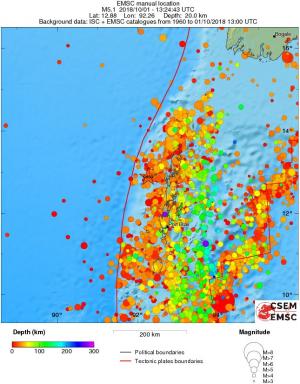 regional depth historical seismicity