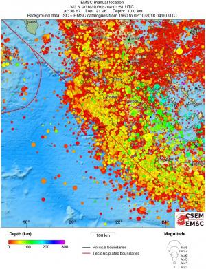 regional depth historical seismicity