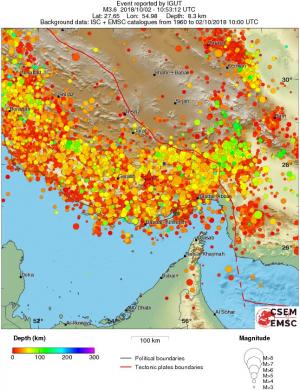 regional depth historical seismicity