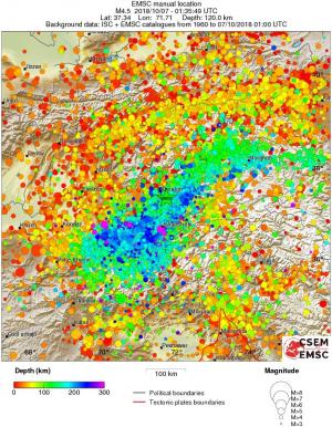 regional depth historical seismicity