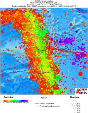 regional depth historical seismicity