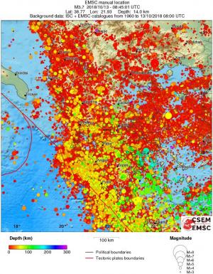 regional depth historical seismicity