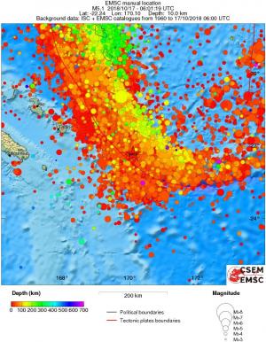 regional depth historical seismicity