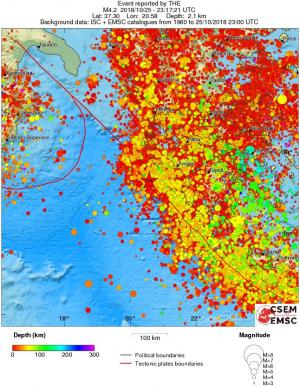 regional depth historical seismicity