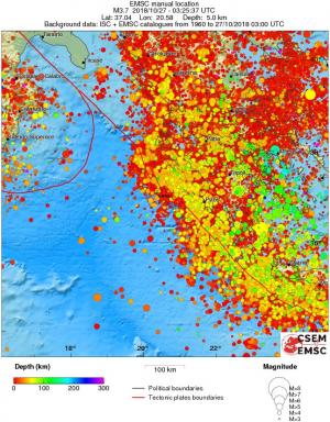 regional depth historical seismicity