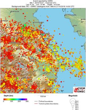 regional depth historical seismicity