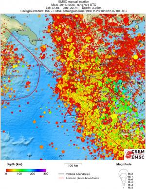 regional depth historical seismicity