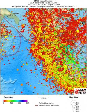 regional depth historical seismicity
